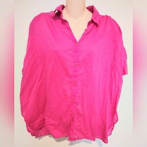 Vintage Pink Button-Up Top 100% Cotton